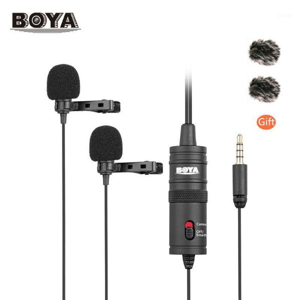 

boya by-m1dm 4m cable dual-head lavalier lapel clip-on microphone for dslr smart phone camcorders recording vs by-m11