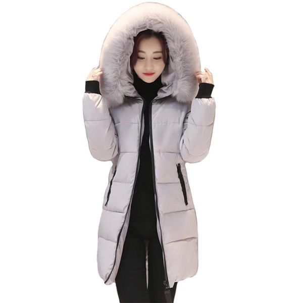 

women winter jacket cotton padded hooded warm thicken women coat female parka mujer outwear 2021 casaco feminina, Black