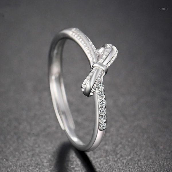 Кластерные кольца Южная Корея Простые 925 Серебряное кольцо стерлингового кольца женское циркон Ювелирные украшения крутой мизинец1