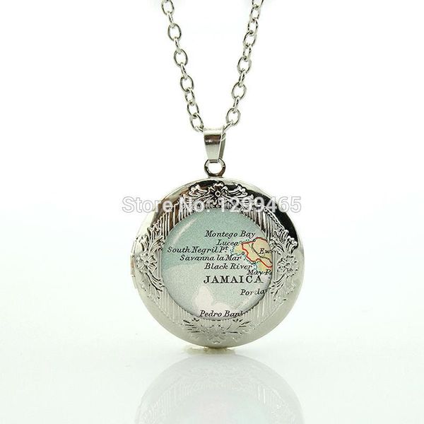 

pendant necklaces souvenirs gift jewelry elegant and charming winter style vintage handcrafted jamaica map your finish choicen886, Silver