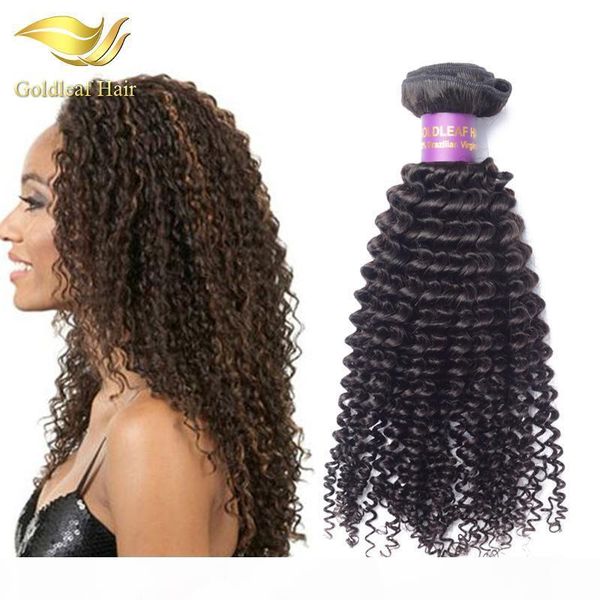 

malaysian virgin hair gold leaf kinky curly 1pc brazialin hair bundle peruvian brazilain indian virgin hair extensions, Black