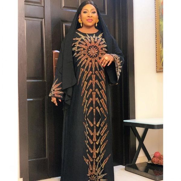 

ethnic clothing black diamonds classic long sleeve african dresses for women fashion africaine robe maxi dress africa and scarf, Red