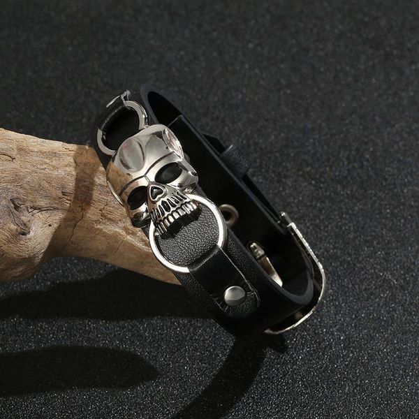 

junwei мода скелет череп браслет кожа снимок кнопка браслеты браслеты браслеты для человек женщины мужские урожай панк ювелирные изделия wmt