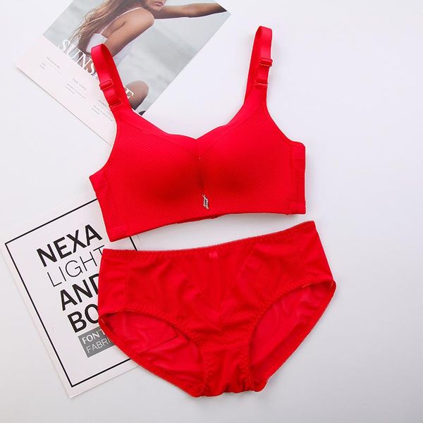 

push up breast hugging no steel ring full cup-the vertical 85a85d underwear women's suit large bust explicit small thin bra, Red;black