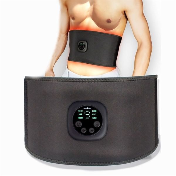 EMS elétrica abdominal corpo emagrecimento cinto cintura banda inteligente abdômen muscle stimulator abs trainer fitness perder peso gordura queimadura 220111