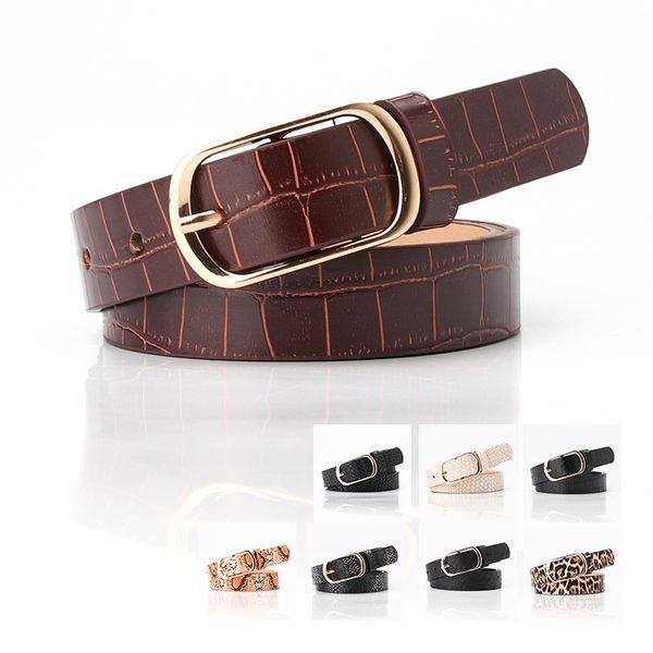 

s1752 girls women's dress jeans decoration belt faux leather belts metal eye buckle pu leather belt, Black;brown