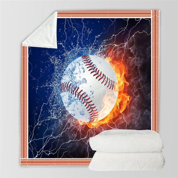 

baseball 3d printed plush fleece blanket home office washable casual kids sherpa blanket drop shipping 07