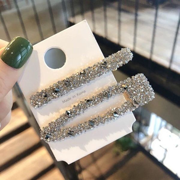 

1 set strip rectangular korea popular hair clips fashion woman rhinestone shiny luxury hairpins bb clip styling tools barrettes swy sqchos
