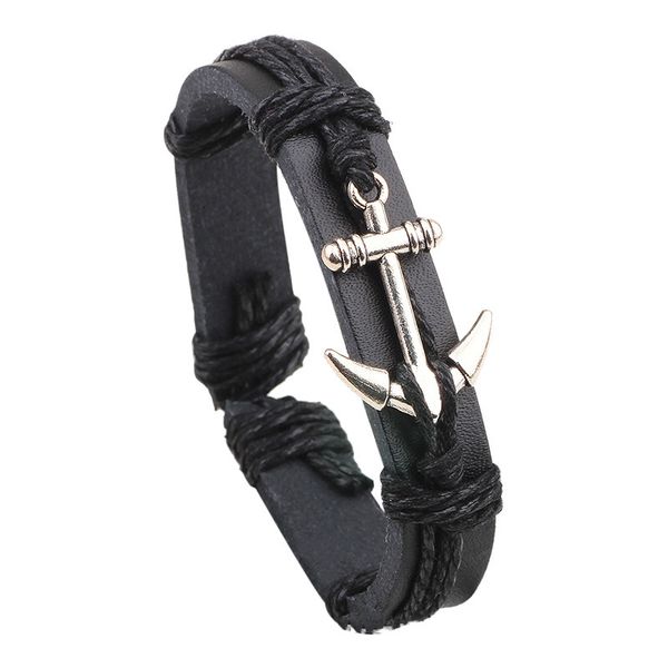 

genuine charm braided bracelet urban black handmade leather adjustable wristband retro jewelry wholesale (four colors) 157j1