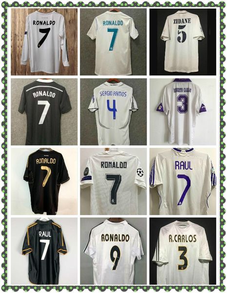 

real madrid 2002 04 08 retro soccer jersey morientes zidane figo raul ronaldo hierro roberto carlos football shirts all white vintage, Black;yellow