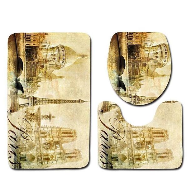 

world scenery style bathroom floor mat 3 pcs set, anti-skid mat for bathroom, bath room qylxxx bdebaby
