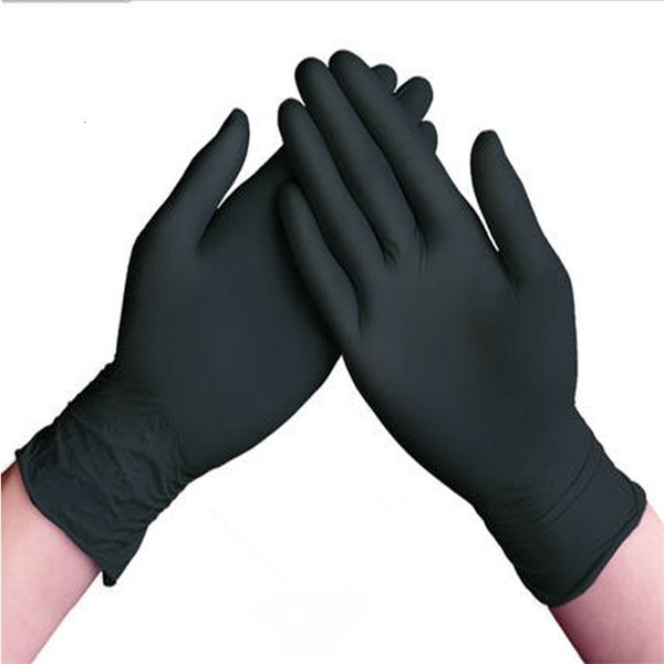 

wholesale 100 pieces disposable black rubber latex gloves experiment nitrile tattoo beauty hair dye lj201103