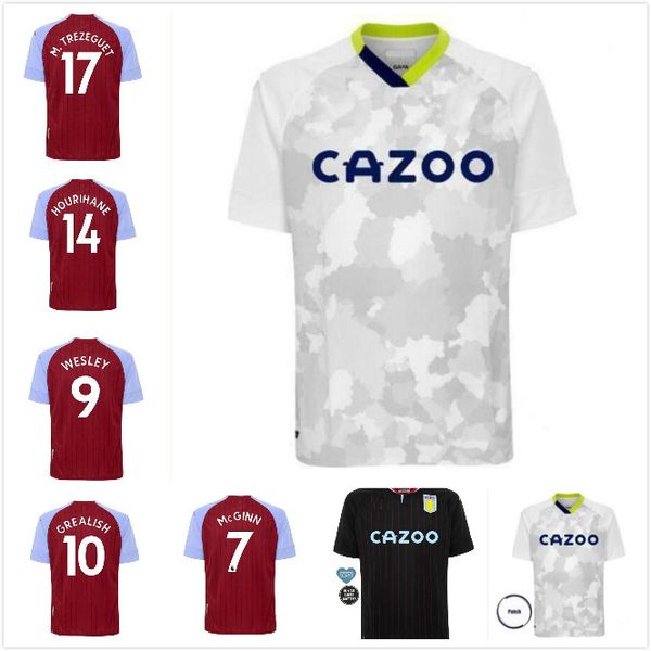 

2020 2021 wesley mcginn soccer jersey home red shirt grealish football jersey samatta watkins targett douglas luiz men kids jersey kit 20/21, Black;yellow