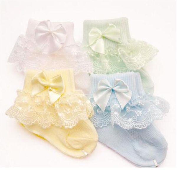 

4pair/lot new lace bow short socks newborn baby socks 4pair qyllbe, Pink;yellow