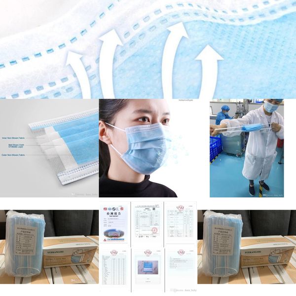 

face shipping 50factory fast mask factory price 3-layer mouth non woven disposable anti-dust earloops masksk85t