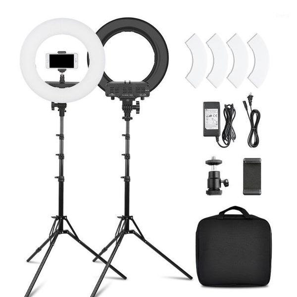 

flash heads 12" dimmable ringlight 45w led ring light camera lamp 3200k-5500k for smartphone studio live video makeup1