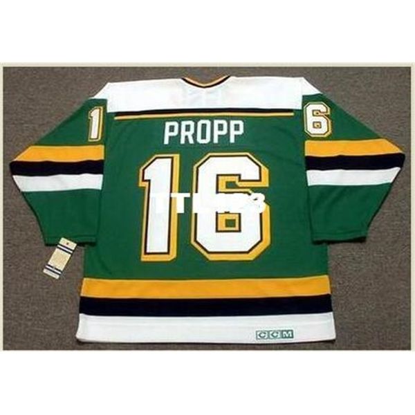 

740 #16 brian propp minnesota north stars 1990 ccm vintage home hockey jersey or custom any name or number retro jersey, Black