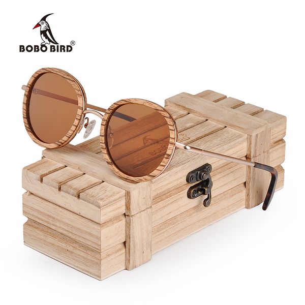 

bobo bird polarized wood sunglasses zebrawood frame uv400 fashion retro design for men or women-c-ag027