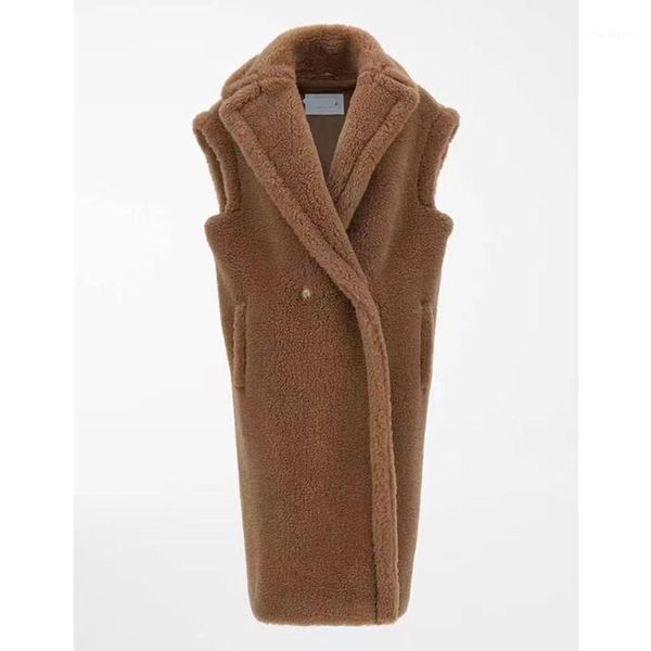 

2021 spring teddy vest women's coat teddy bear real wool fur coat women vest women thicken oversize female1, Black