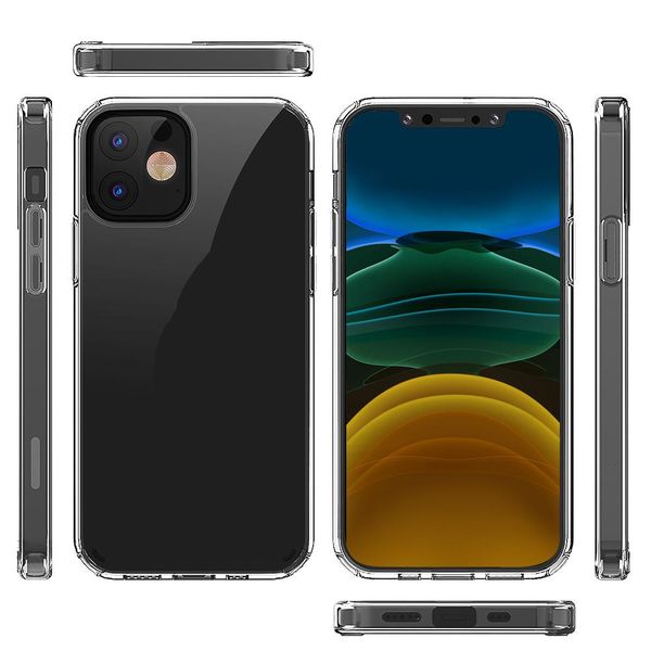 

2021 for iphone 12 pro max 12 pro 12 mini 1.5mm clear transparent acrylic+tpu phone case shockproof mobile phone back shell cover