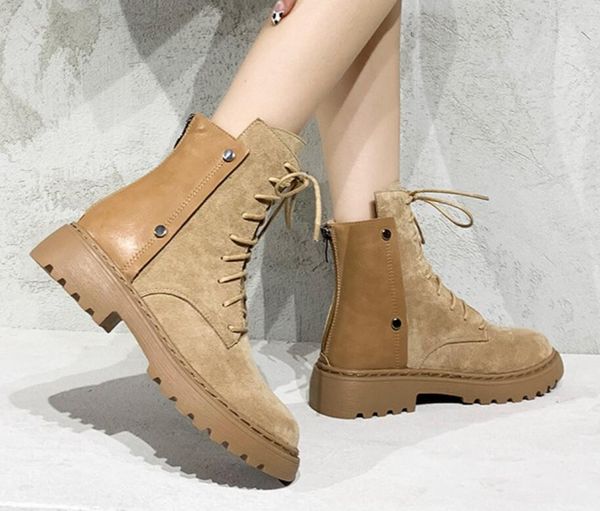 

2021 martens plus velvet spring and winter british style women's boots web celebrity versatile tide casual ankle boots, Black