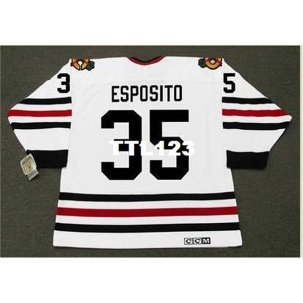 

421s #35 tony esposito chicago blackhawks 1970 ccm vintage retro hockey jersey or custom any name or number retro jersey, Black