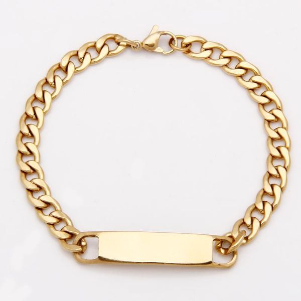 

stainless steel bracelet for men silver color/golden metal bracelets print name blank id tags cuban bracelets 50pcs1, Black