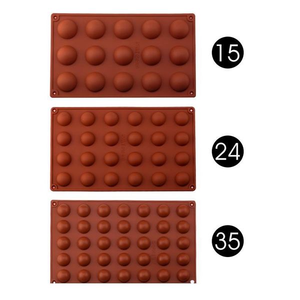 

6 colors 15/24/35 holes semicircle pudding mold hemisphere sile chocolate mould jelly dessert cake baking decorati qylqsz