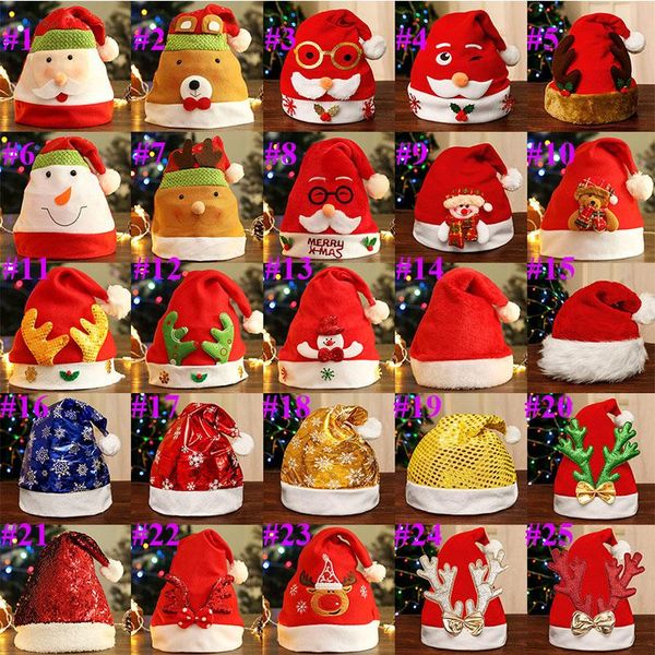 

2020 christmas hats red cartoon christmas hat santa claus elk led glowing hat christmas theme party decoration for kids adults