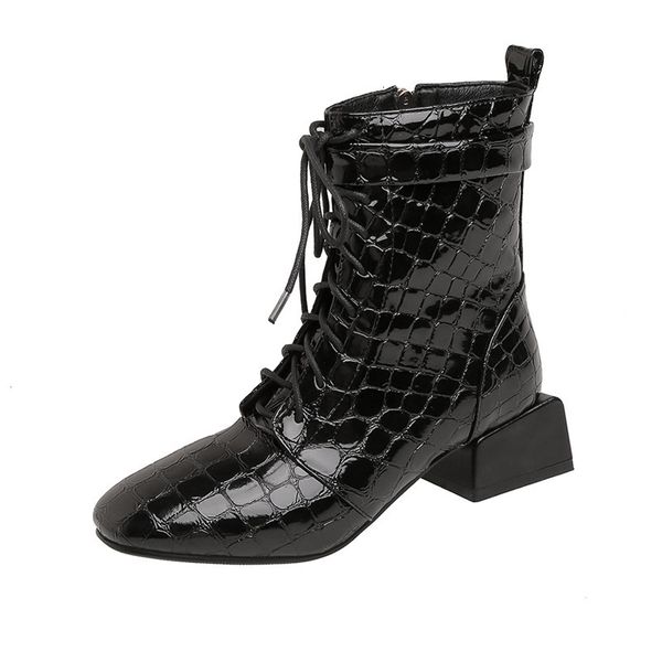 

new big 2021 34-48 women's-branded fashion snakes heels ladies autumn shoes winter boots e5hd, Black