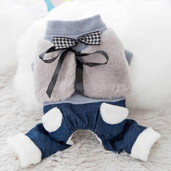 

light blue and pink dog jumpsuits with bow decoration dog suit autumn and winter luxury design ropa perro invierno clothes