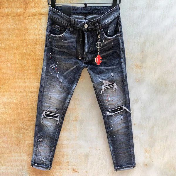 

mens jeans designs print man pants white painted men jean designer, Blue