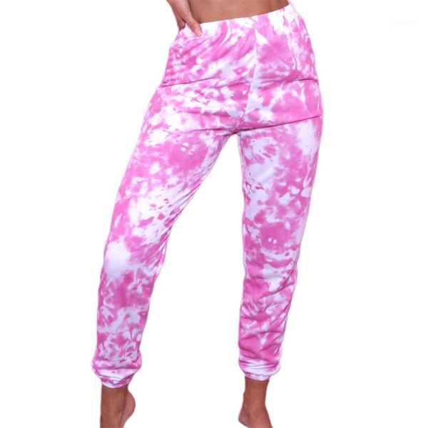 

2020 women tie dye cuffed joggers, color sweatpants capri pants, casual running sport pants home wear1, Black;white