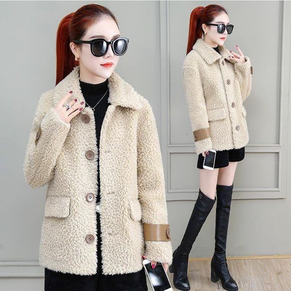 

women's fur & faux women 2021 autumn winter coat female elegant casual loose outwear warm overcoat ladies fashion fake jackets b530, Black