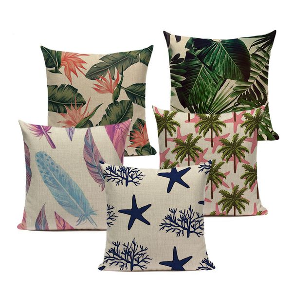 

nordic linen ananas decoration pineapple red flamingos trees graphics car headrest 45cmx45cm square home 3d pillow case