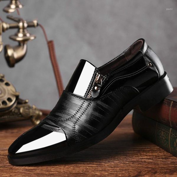 

fashion business dress men shoes 2020 new classic leather men's suits shoes fashion slip on dress men oxfords1, Black
