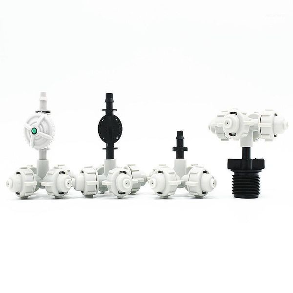 

watering equipments 1pc white fogger system sprinkler 4-outlet micro spray sprinklers garden irrigation mist atomizing nozzles1