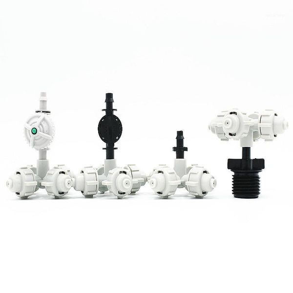 Attrezzature per l'irrigazione 1PC White Fogger System Sprinkler 4-Outlet Micro Spray Sprinkler Giardino Irrigazione Nebbia Atomizzazione Ugelli1