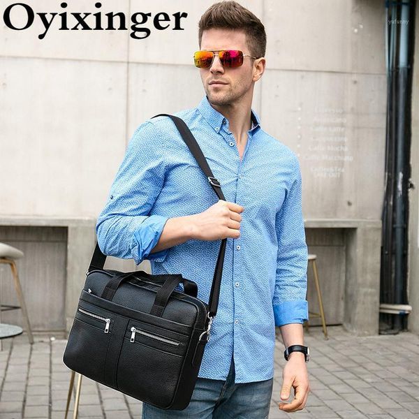 

briefcases oyixinger men's genuine leather briefcase man business lapbag natural messenger bags 2021 shoulder for male1