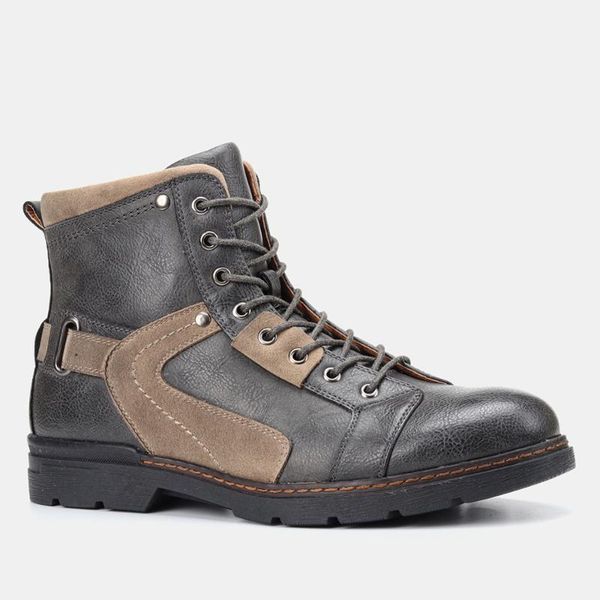 

large boots men's casual shoes street style middle motorcycle boots outdoor retro men's zapatos de hombre1, Black