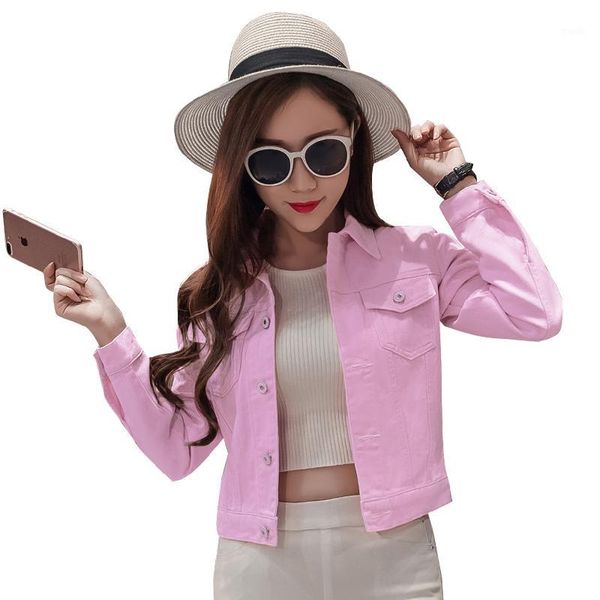 

women's jackets soperwillton women autumn denim short jacket vintage streetwear coat 2021 female blue long sleeve pockets fashion jacke, Black;brown