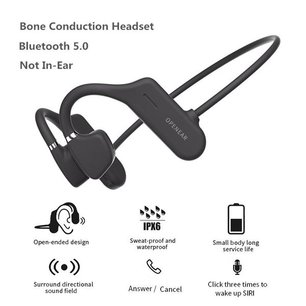 

2020 air conduction headphones bluetooth 5.0 wireless not in-ear headset ipx6 waterproof sport earphones lightweight earbuds