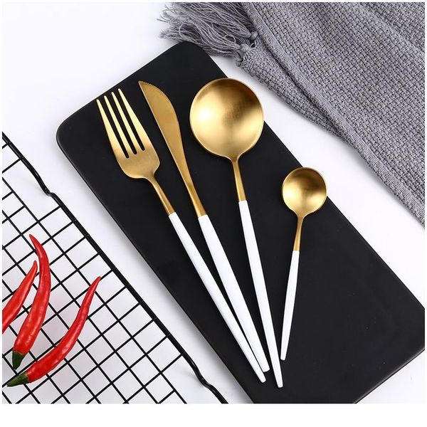 

kitchen dinnerware dinner set cutlery knives forks spoons wester stainless steel home party table jllkup