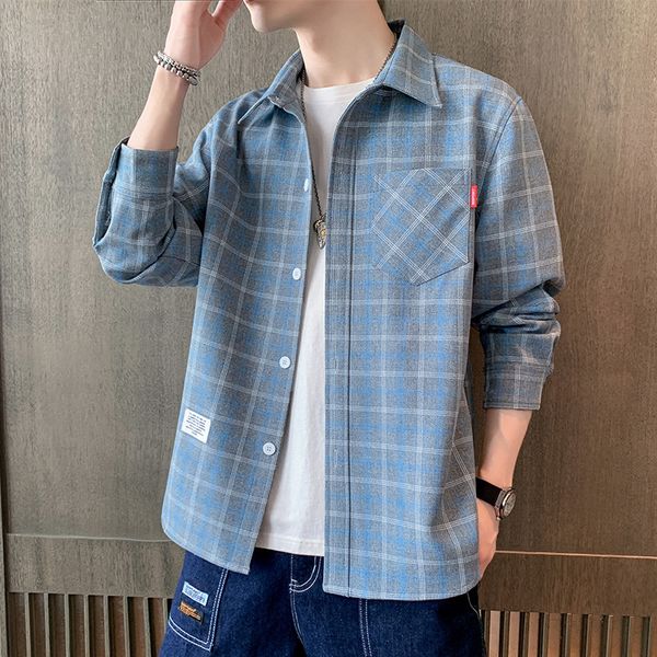 

2021 new men long sleeve casual plaid shirts fms0-g37 c1212, White;black