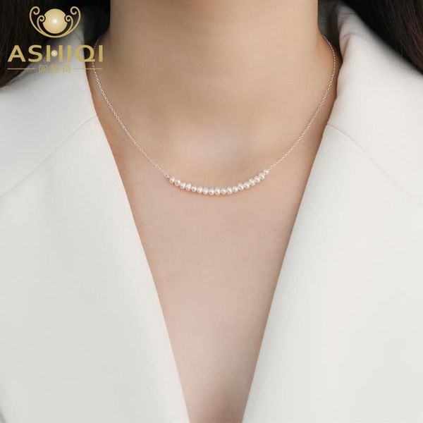 

ashiqi natural freshwater pearl necklace 925 sterling silver ladies jewelry