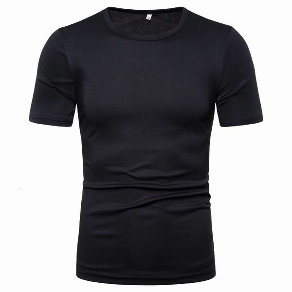 

short sleeve t-shirt style street simple solid color base shirt fashion round neck men's top, White;black