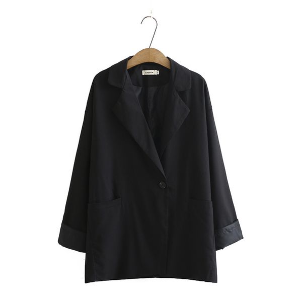 

size xl-4xl plus female fall blazers with long sleeve cleavage officewear outerwear b7t3, White;black