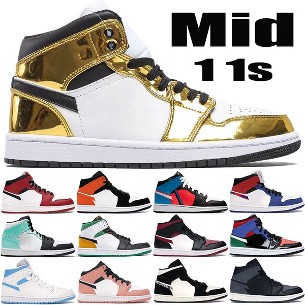 

mid 1 1s jumpman mens basketball shoes chicago metallic gold black white unc shattered backboard light bone men women s