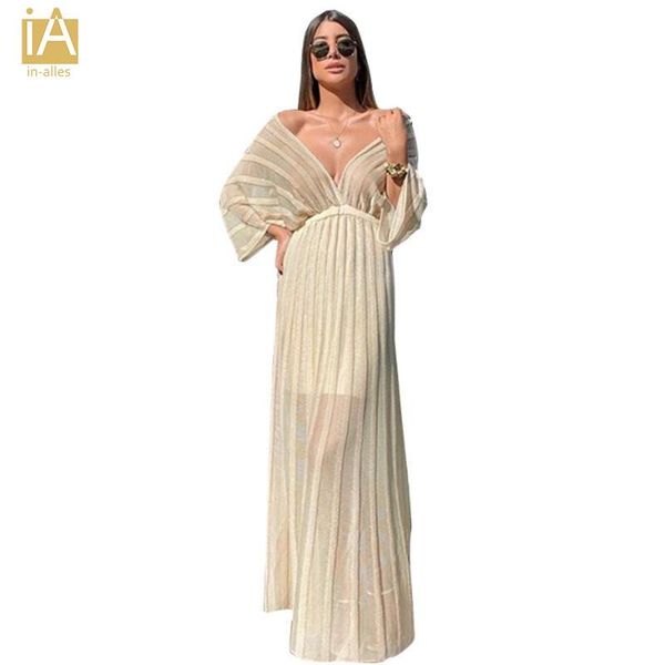 

high waist long sleeve elegant boho dress glitter long maxi dress women spring shiny party plus size sexy, Black;gray