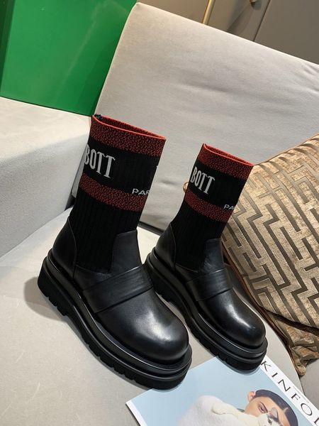

socks, boots, women's new fashion elastic temperament, thick-soled short boots in the fall of 2020, Black
